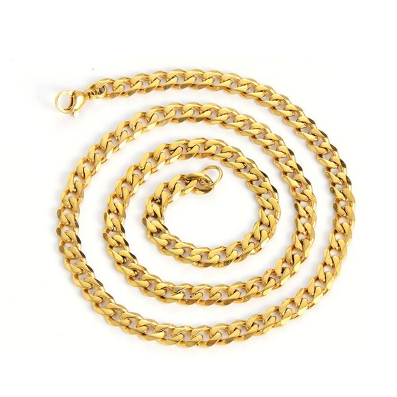 New 11mm 18k Gold plated Miami Cuban link geometric hip hop chain NECKLACE Gift - Picture 5 of 7